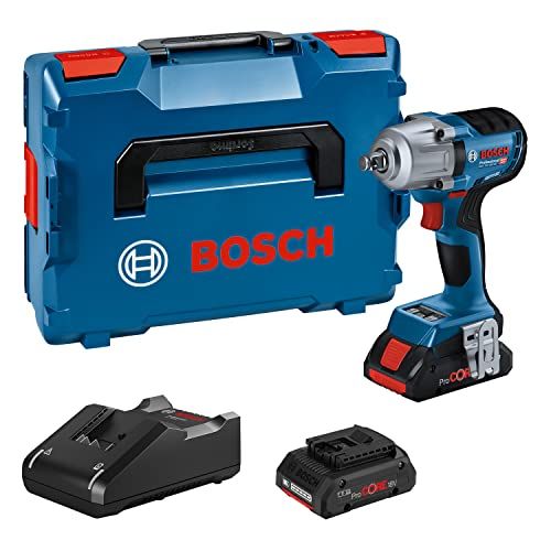 Bosch Professional 18V System GDS 18V-450 HC - Atornillador de impacto a batería (Brushless, 450 Nm, 800 Nm par de arranque, módulo Connectivity, 2 baterías ProCORE 4.0Ah, en L-BOXX)